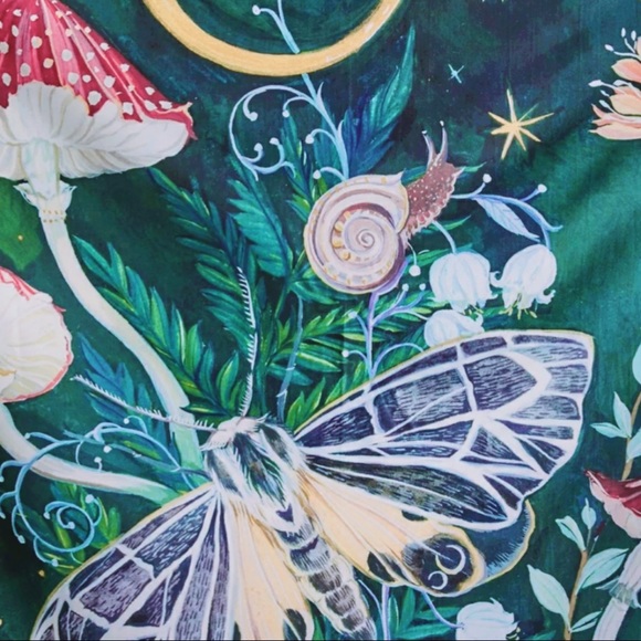 Moths & Mushrooms wall tapestries set of 2 boho - Picture 4 of 5